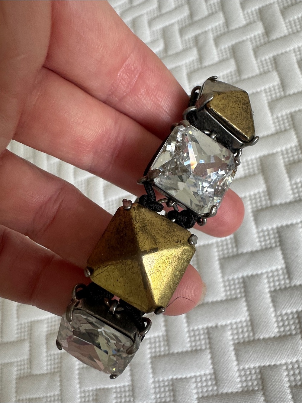 Marc By Marc Jacobs Gold-Tone Pyramid and Clear Crystal Bracelet